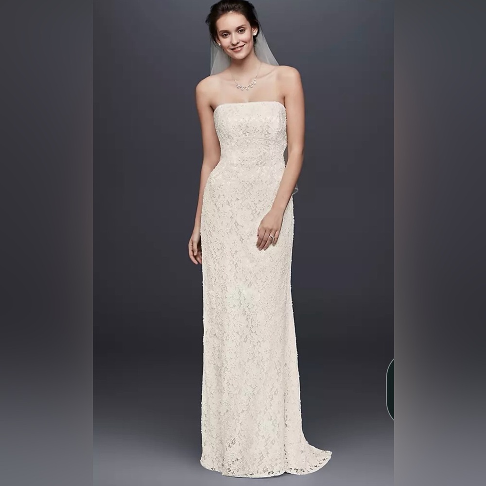 NEW! Galina Allover Beaded Lace Sheath Gown with Empire Waist
STYLE# S8551